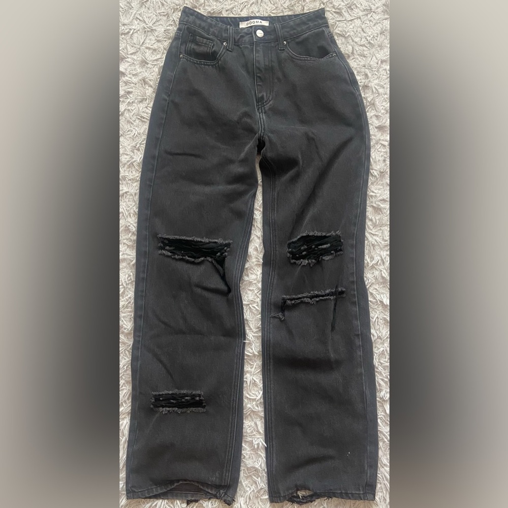 Stylish black baggy jeans with rips